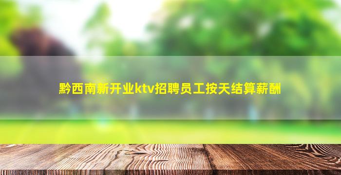 黔西南新开业ktv招聘员工按天结算薪酬